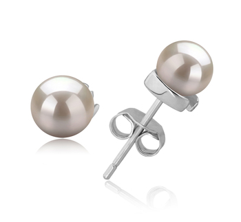 Par de pendientes de perlas Perla de Agua Dulce de calidad AAAA de 5 a 6mm en color Blanco