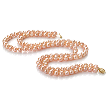 Collar de perlas Perla de Agua Dulce de calidad AA de 7 a 8mm en color Rosa