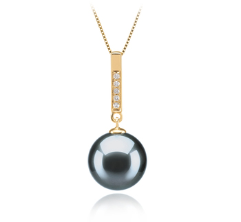 Colgante de perlas Perla Tahití de calidad AAA de 10 a 11mm en color Negro