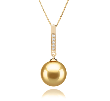 Colgante de perlas Mar del Sur de calidad AAA de 10 a 11mm en color Oro