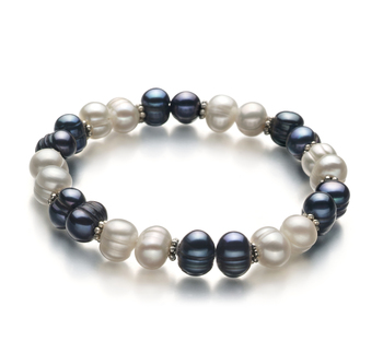 Pulsera de perlas Perla de Agua Dulce de calidad A de 6 a 7mm en color Negro