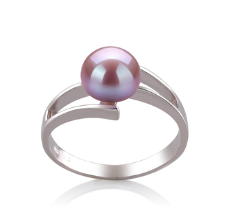 Anillo de perlas Perla de Agua Dulce de calidad AAA de 7 a 8mm en color Lavanda