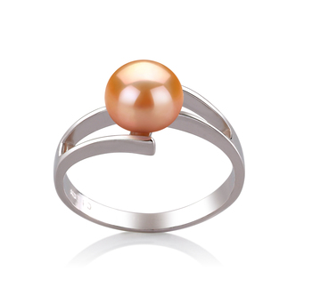 Anillo de perlas Perla de Agua Dulce de calidad AAA de 7 a 8mm en color Rosa