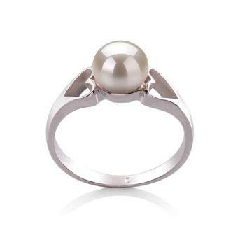 Anillo de perlas Perla de Agua Dulce de calidad AA de 6 a 7mm en color Blanco