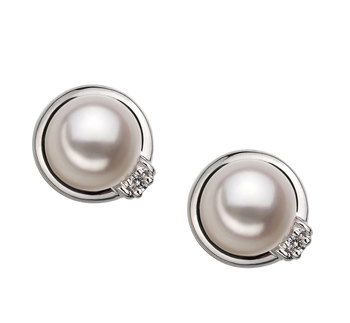 Par de pendientes de perlas Perla Akoya Japonesa de calidad AA de 6 a 7mm en color Blanco