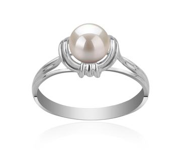 Anillo de perlas Perla de Agua Dulce de calidad AAAA de 6 a 7mm en color Blanco