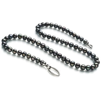 Collar de perlas Perla de Agua Dulce de calidad A de 8 a 9mm en color Negro