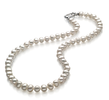Collar de perlas Perla de Agua Dulce de calidad A de 8 a 9mm en color Blanco