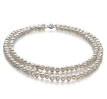 Collar de perlas Perla de Agua Dulce de calidad A de 6 a 7mm en color Blanco