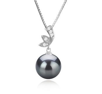 Colgante de perlas Perla Tahití de calidad AAA de 11 a 12mm en color Negro