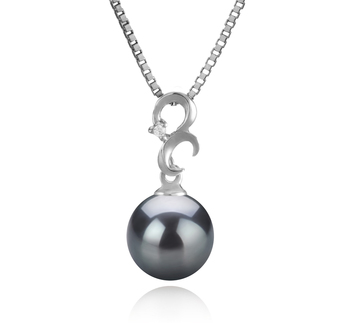 Colgante de perlas Perla Akoya Japonesa de calidad AA de 8 a 9mm en color Negro