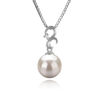 Colgante de perlas Perla Akoya Japonesa de calidad AA de 8 a 9mm en color Blanco