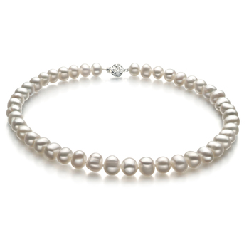 Collar de perlas Perla de Agua Dulce de calidad A de 8 a 9mm en color Blanco