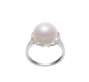 Anillo de perlas Perla de Agua Dulce de calidad AAA de 11 a 12mm en color Blanco