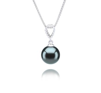 Colgante de perlas Perla Tahití de calidad AAA de 9 a 10mm en color Negro