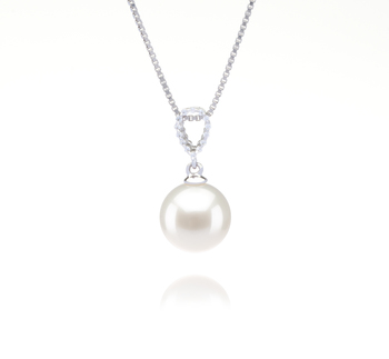 Colgante de perlas Perla de Agua Dulce de calidad AAAA de 9 a 10mm en color Blanco