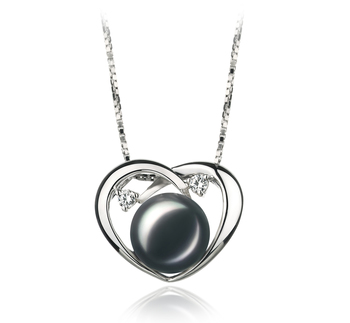 Colgante de perlas Perla de Agua Dulce de calidad AA de 9 a 10mm en color Negro