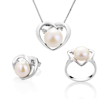 Conjunto de perlas Perla de Agua Dulce de calidad AA de 7 a 10mm en color Blanco