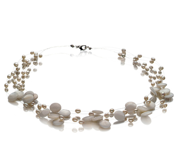 Collar de perlas Perla de Agua Dulce de calidad A de 4 a 10mm en color Blanco