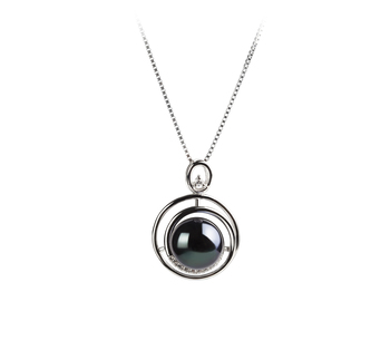 Colgante de perlas Perla de Agua Dulce de calidad AA de 9 a 10mm en color Negro