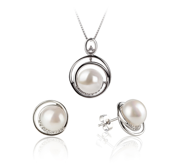 Conjunto de perlas Perla de Agua Dulce de calidad AA de 9 a 10mm en color Blanco