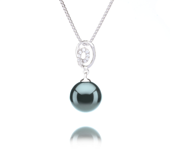 Colgante de perlas Perla Tahití de calidad AAA de 9 a 10mm en color Negro