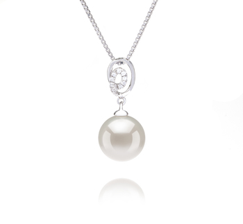 Colgante de perlas Perla de Agua Dulce de calidad AAAA de 9 a 10mm en color Blanco