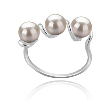 Anillo de perlas Perla de Agua Dulce de calidad AAAA de 5 a 6mm en color Blanco