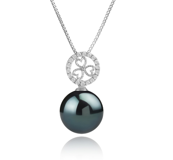 Colgante de perlas Perla Tahití de calidad AA de 12 a 13mm en color Negro