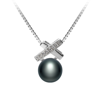 Colgante de perlas Perla de Agua Dulce de calidad AAA de 7 a 8mm en color Negro
