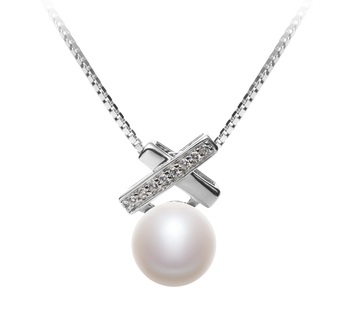 Colgante de perlas Perla de Agua Dulce de calidad AAA de 7 a 8mm en color Blanco