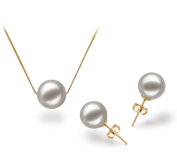 Conjunto de perlas Perla Akoya Japonesa de calidad AAA de 8 a 9mm en color Blanco