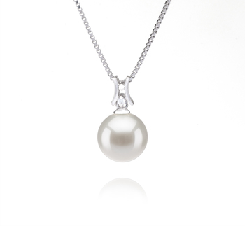 Colgante de perlas Perla de Agua Dulce de calidad AAAA de 9 a 10mm en color Blanco