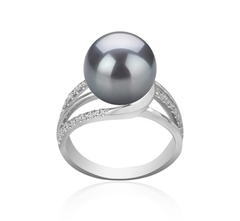 Anillo de perlas Perla Tahití de calidad AAA de 10 a 11mm en color Negro