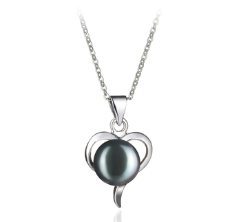Colgante de perlas Perla de Agua Dulce de calidad AA de 9 a 10mm en color Negro