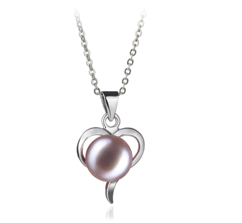 Colgante de perlas Perla de Agua Dulce de calidad AA de 9 a 10mm en color Lavanda