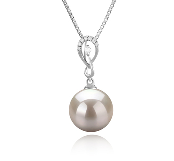 Colgante de perlas Perla de Agua Dulce de calidad AAAA de 10 a 11mm en color Blanco