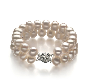 Pulsera de perlas Perla de Agua Dulce de calidad A de 8 a 9mm en color Blanco
