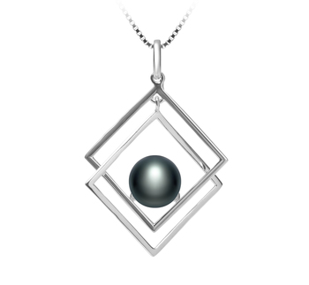 Colgante de perlas Perla de Agua Dulce de calidad AAA de 8 a 9mm en color Negro