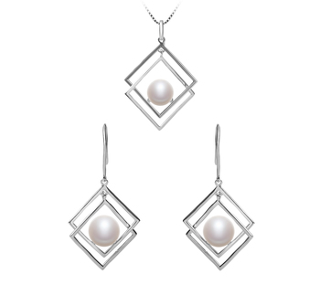 Conjunto de perlas Perla de Agua Dulce de calidad AAA de 8 a 9mm en color Blanco