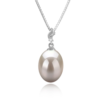 Colgante de perlas Perla de Agua Dulce de calidad AAA de 9 a 10mm en color Blanco