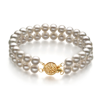 Pulsera de perlas Perla de Agua Dulce de calidad AA de 6 a 7mm en color Blanco