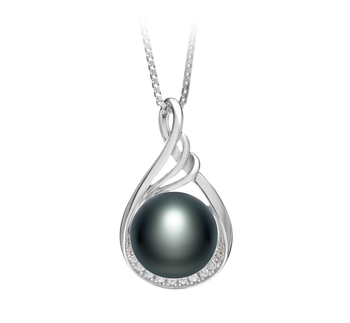 Colgante de perlas Perla de Agua Dulce de calidad AAA de 10 a 11mm en color Negro