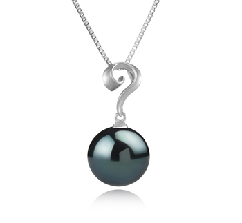 Colgante de perlas Perla Tahití de calidad AAA de 11 a 12mm en color Negro