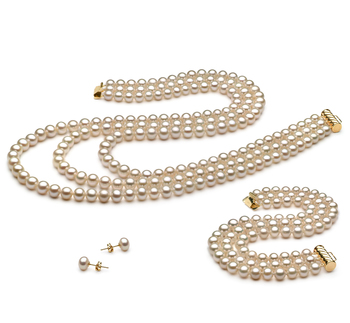 Conjunto de perlas Perla de Agua Dulce de calidad AA de 6 a 7mm en color Blanco
