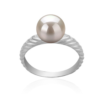 Anillo de perlas Perla de Agua Dulce de calidad AAAA de 8 a 9mm en color Blanco
