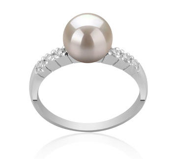 Anillo de perlas Perla Akoya Japonesa de calidad AAA de 7 a 8mm en color Blanco