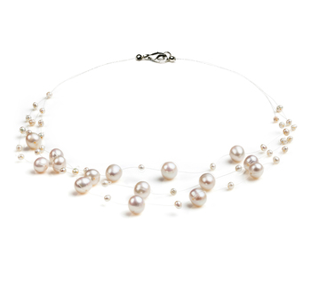 Collar de perlas Perla de Agua Dulce de calidad A de 3 a 9mm en color Blanco