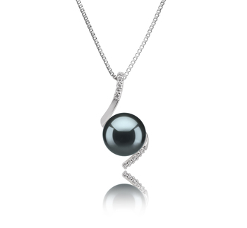 Colgante de perlas Perla Tahití de calidad AAA de 9 a 10mm en color Negro