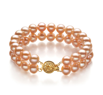 Pulsera de perlas Perla de Agua Dulce de calidad AA de 7 a 8mm en color Rosa